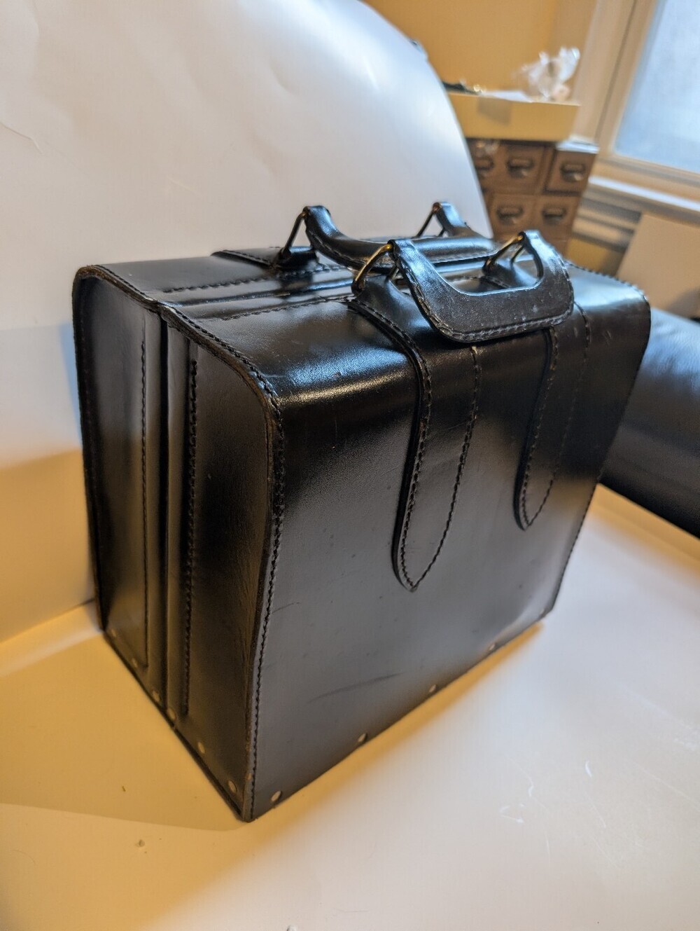 Vintage Top Grain Leather Briefcase – Mid Century Salesman Catalog Case